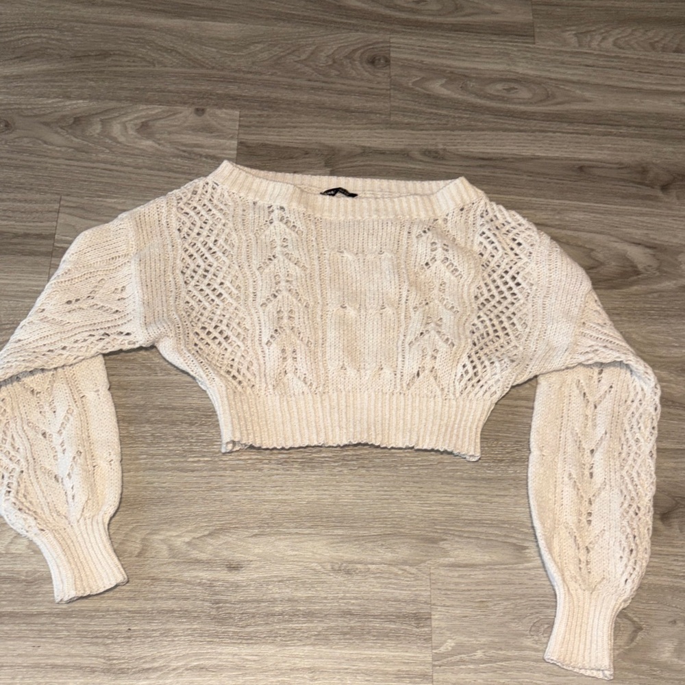 SHEIN Cream Cable Knit Sweater